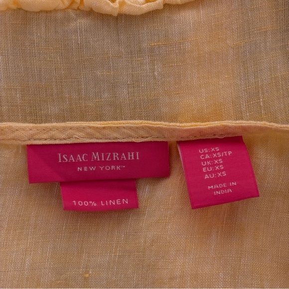 Isaac Mizrahi | Linen Peplum Button Front Tank | Yellow | XS - Picture 7 of 7
